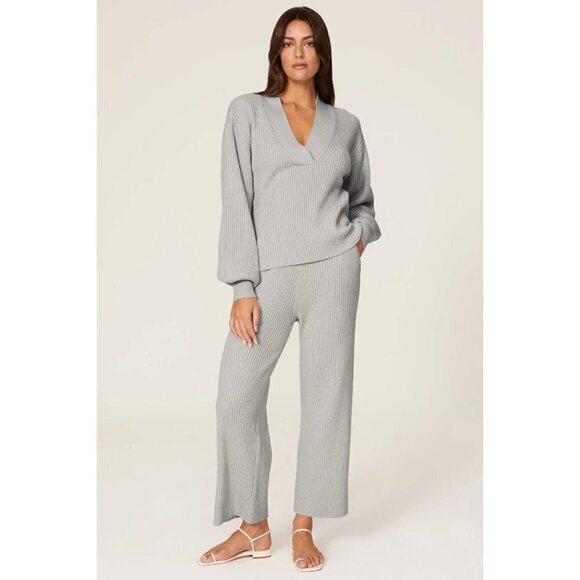 Marissa Webb Arie Ribbed Wool Blend Pant Grey Womens Size Large - Picture 1 of 12
